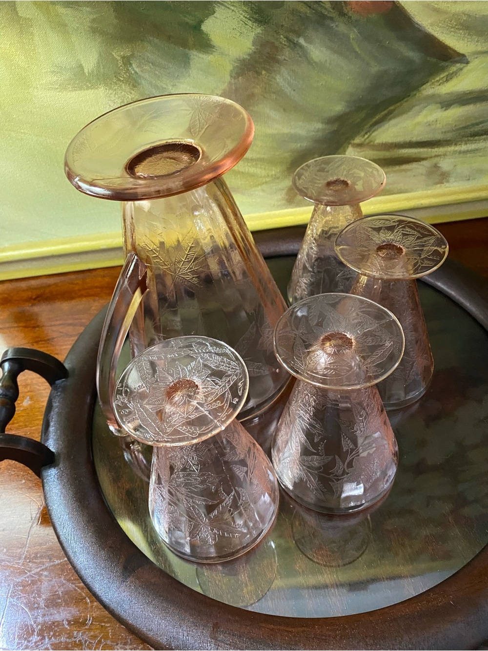Pink Depression Pitcher “Floral” Set - Picture 8 of 10